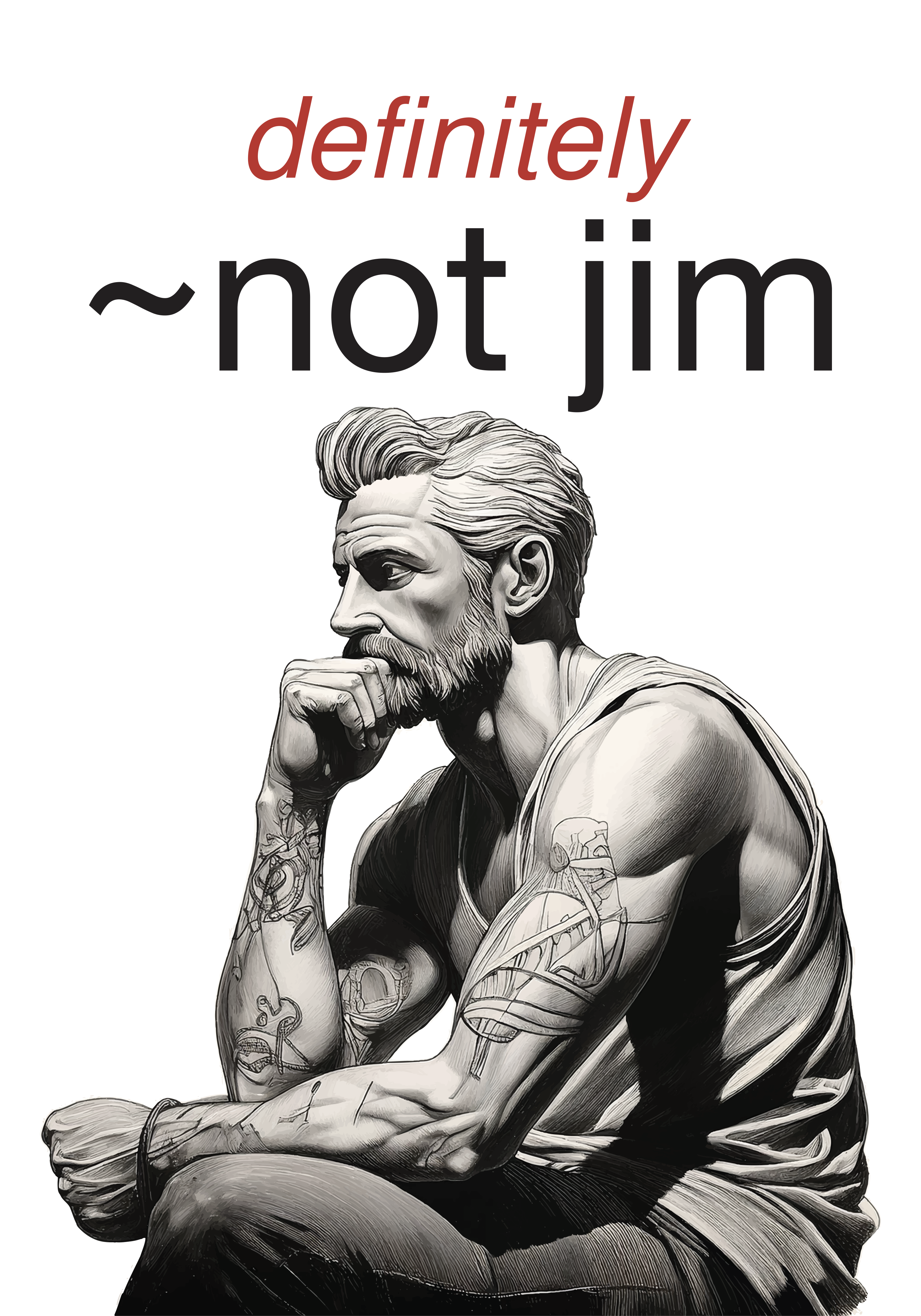 definitely ~not jim — tattooed Thinker illustration